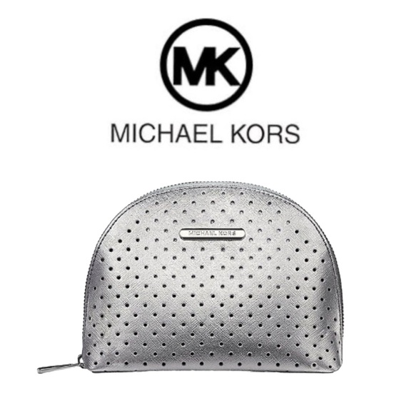 Michael Kors Handbags - Michael Kors Perforated Silver Cosmetic Pouch in New Condition